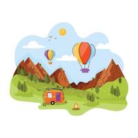 A scalable flat illustration of campground vector