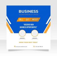 Digital marketing live webinar and business conference social media post template vector