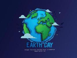 Happy Earth Day Banner Illustration of a happy earth day Happy Earth Day hand lettering logo decorated by leaves vector