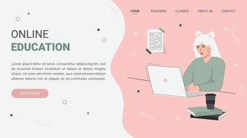 Online education modern flat design isometric concept. Landing page template. Vector illustration for web and graphic design.