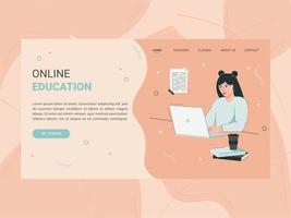 Online education modern flat design isometric concept. Landing page template. Vector illustration for web and graphic design.