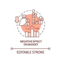 Negative effect on budget terracotta concept icon. Legalizing immigrants issues abstract idea thin line illustration. Isolated outline drawing. Editable stroke. Arial, Myriad Pro-Bold fonts used vector