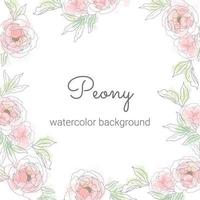 peony flower bouquet frame minimal banner background vector