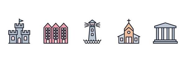 Building set icon symbol template for graphic and web design collection logo vector illustration