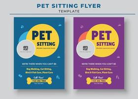 Pet Care Flyer Template, Pet Sitting Flyer Template, Pet Walkers Flyer Template vector