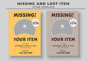 Missing and Lost Item flyer Template, Missing poster, Lost pet flyer template vector