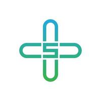 letter S medical plus logo design vector