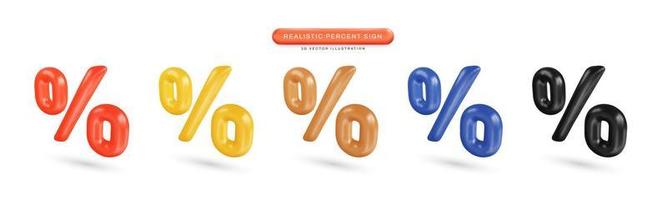 Percent sign realistic 3d vector illustration