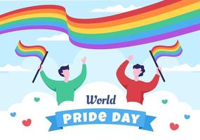 Happy Pride Month Day with LGBT Rainbow and Transgender Flag to Parade Against Violence, Discrimination, Equality or Homosexuality in Cartoon Illustration vector