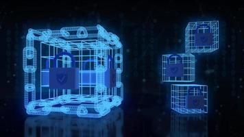 Tecnología blockchain de procesamiento 3d para seguridad con código digital en fondo abstracto foto