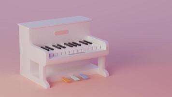 Piano clásico estilo miniatura color suave. representación 3d