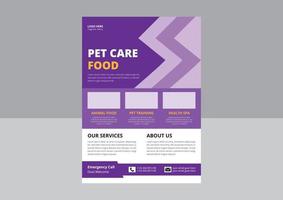 Pet care flyer design. Pet sitting flyer poster leaflet template. Pet care service promotional banner ads design. cover, a4 size, flyer design vector