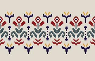 Beautiful Ethnic Geometric Textile border ornament. floral embroidery style border handmade botanical pattern. A motif vintage flower is seamless. handmade artwork designed for fashion, and wallpaper. vector