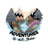 An inspirational collection of camping and adventure illustrations. Can be adapted to a variety of applications such as T-shirt designs, pillows, clothing patterns, canvas prints, mugs, stickers, etc. vector