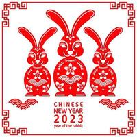 Happy chinese new year 2023 year of the rabbit zodiac vector