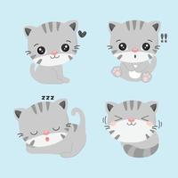 Set of cute cat in various poses. vector