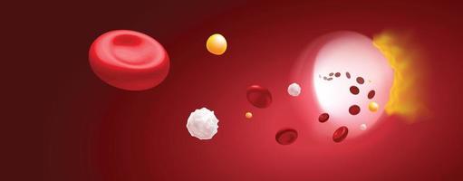 3D Illustration of red blood cells, white blood cells and cholesterol clogging the cause of death. medical use science, education vector