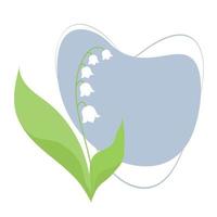 Beautiful May lily of valley with leaves. Vector illustration.  for design, postcards, decor and decoration, print