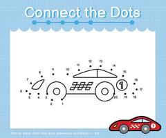 Connect the dots counting numbers 1 to 20 puzzle worksheet with Transportation vector