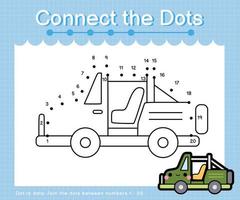 Connect the dots counting numbers 1 to 20 puzzle worksheet with Transportation vector