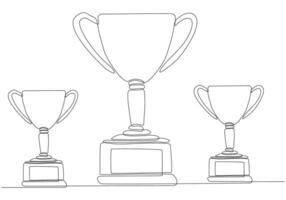 one line drawing continuous line winning cup vector