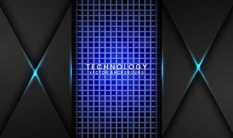 3D black technology abstract background overlap layer on dark space with blue light line effect decoration. Graphic design element future style concept for banner, flyer, card, cover, or landing page vector