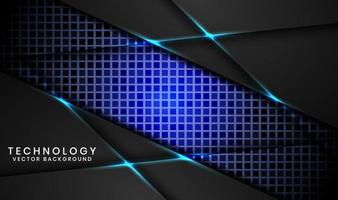 3D black technology abstract background overlap layer on dark space with blue light line effect decoration. Graphic design element future style concept for banner, flyer, card, cover, or landing page vector