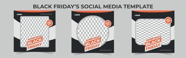 diseño de plantilla de publicación de redes sociales de super venta de viernes negro vector