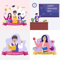 happy teacher's day, education concept. Flat vector template Style Suitable for Web Landing Page.