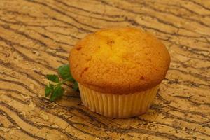 Sweet tasty muffin served mint photo