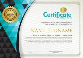 Horizontal certificate template with triangle geometric polygonal background, vector