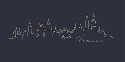 City silhouette venice in pen line style drawing with brown lines on beige background