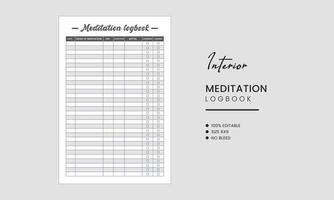 Meditation logbook interior template design vector