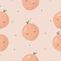 Seamless Pattern with Peach. Vector illustration. For greeting card, posters, banners, the card, printing on the pack, printing on clothes, fabric, wallpaper.