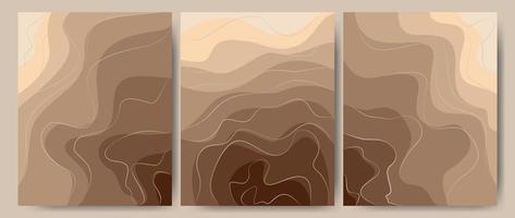 arena de fondo de arte de banner abstracto en la playa, costa o desierto con color beige barchan y dunas. textura de arena de tarjeta de plantilla con líneas onduladas de patrón. ideal para cubiertas, impresiones de tela. Ilustración de vector. vector