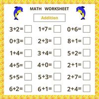 Math worksheet .Addition vector