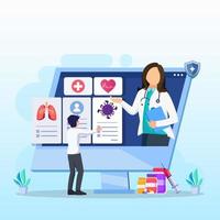 Online doctor vector illustration concept. Online medical consultation and support online