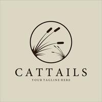 cattails or reed logo vintage vector illustration design