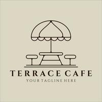 terrace cafe line art logo minimalist vector illustration template design. street food restaurant coffee shop for logo concept business