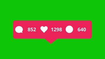 instagram roze icoon houdt van, opmerkingen en volgers teller groen scherm video vrij downloaden