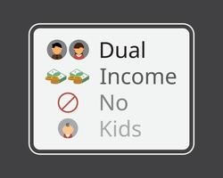dink o doble ingreso sin hijos como pareja casada no quiere hijos vector