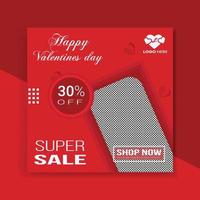 Social media post templates for sales promotion on Valentine's Day vector