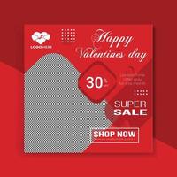 Social media post templates for sales promotion on Valentine's Day vector