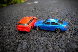 Car accident scene. Insurance, traveling, transportation concept. photo