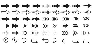 conjunto de flechas de iconos negros. icono de flecha colección de vectores de flecha. flecha. cursor. flechas simples modernas. ilustración vectorial