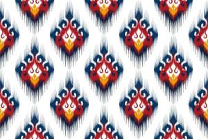 diseño de patrones sin fisuras étnicos ikat. alfombra de tela azteca adornos de mandala decoraciones textiles papel tapiz. fondo de vector de bordado tradicional de pavo étnico nativo boho tribal