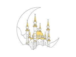 crescent moon and mosque design elements. Muslim islamic vector