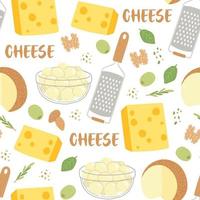 Cheese seamless pattern dairy product flat design vector illustration