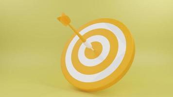 3D Render ilustración de la flecha golpeó el centro del objetivo. concepto de logro de objetivos de negocio foto