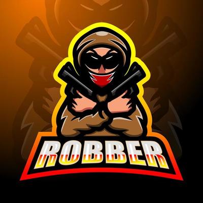Robber shooter mascot esport logo design
